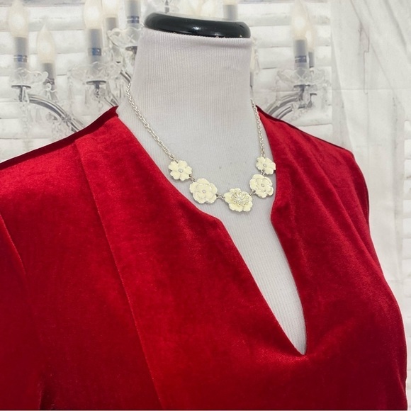 NEW Jude Connally Size Small Dress Kerry Velvet Ruby Red V Neck Stretch Pockets - Picture 4 of 14